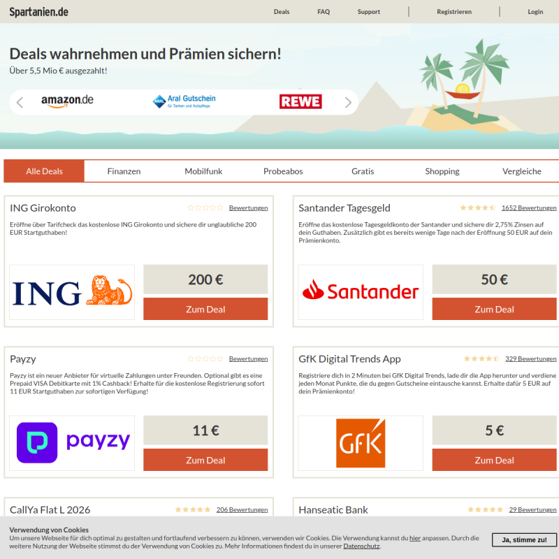 Bonus-Deals wahrnehmen und Prämien verdienen